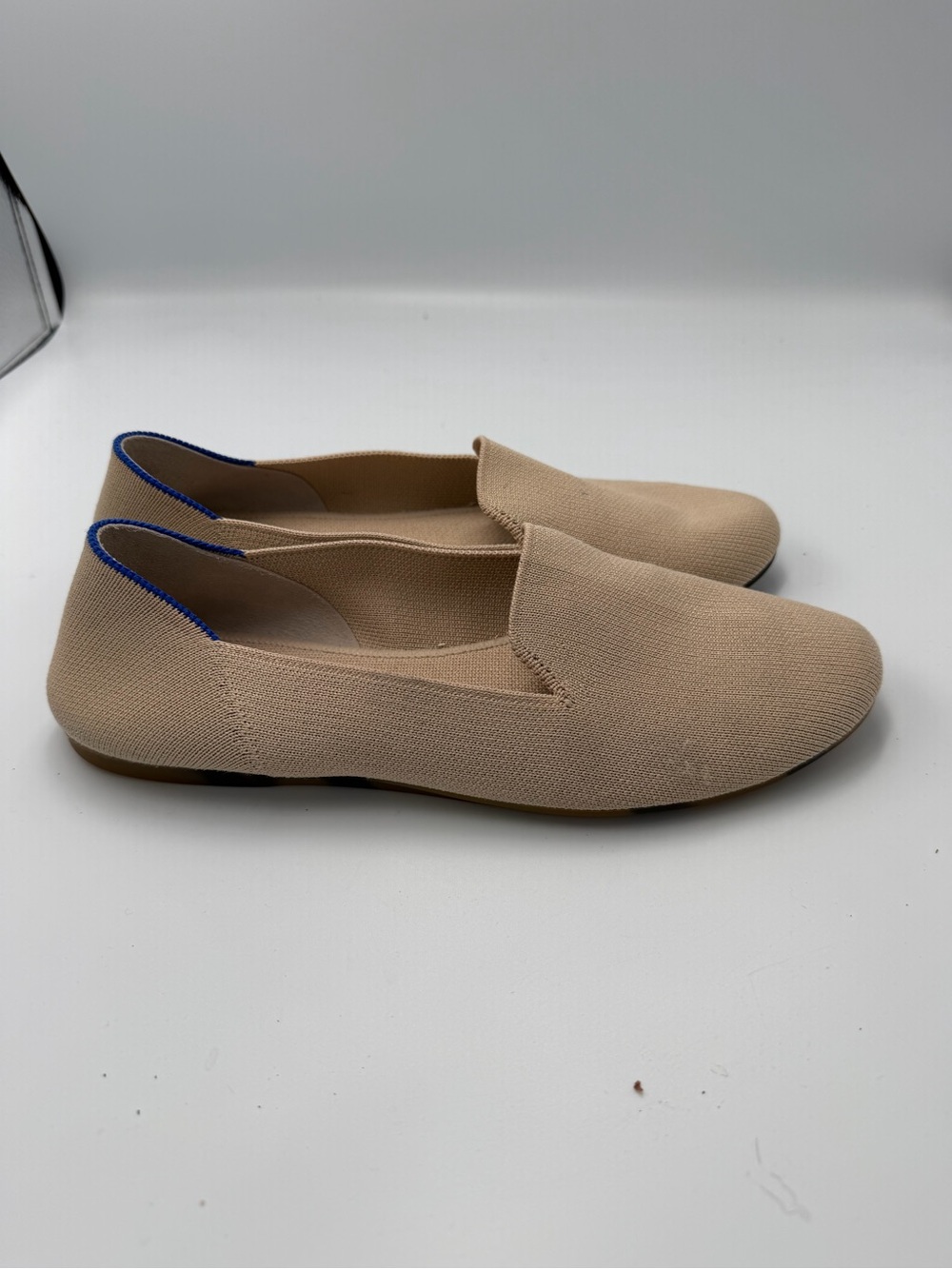 Rothys The Loafer Ecru Beige Knit Tortoise Sole Womens 9 Shoes Office Travel